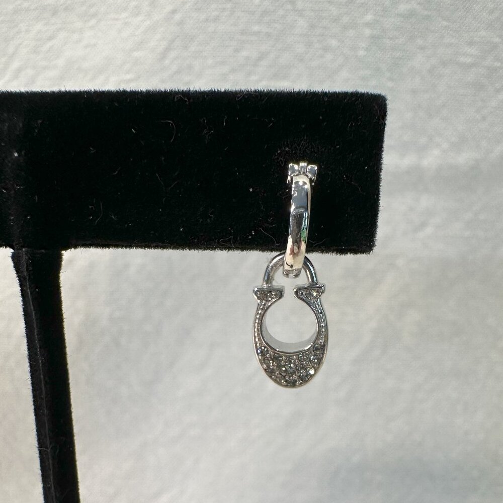 Coach Signature Pave Dangle Earrings in Silver NWT - Picture 3 of 4